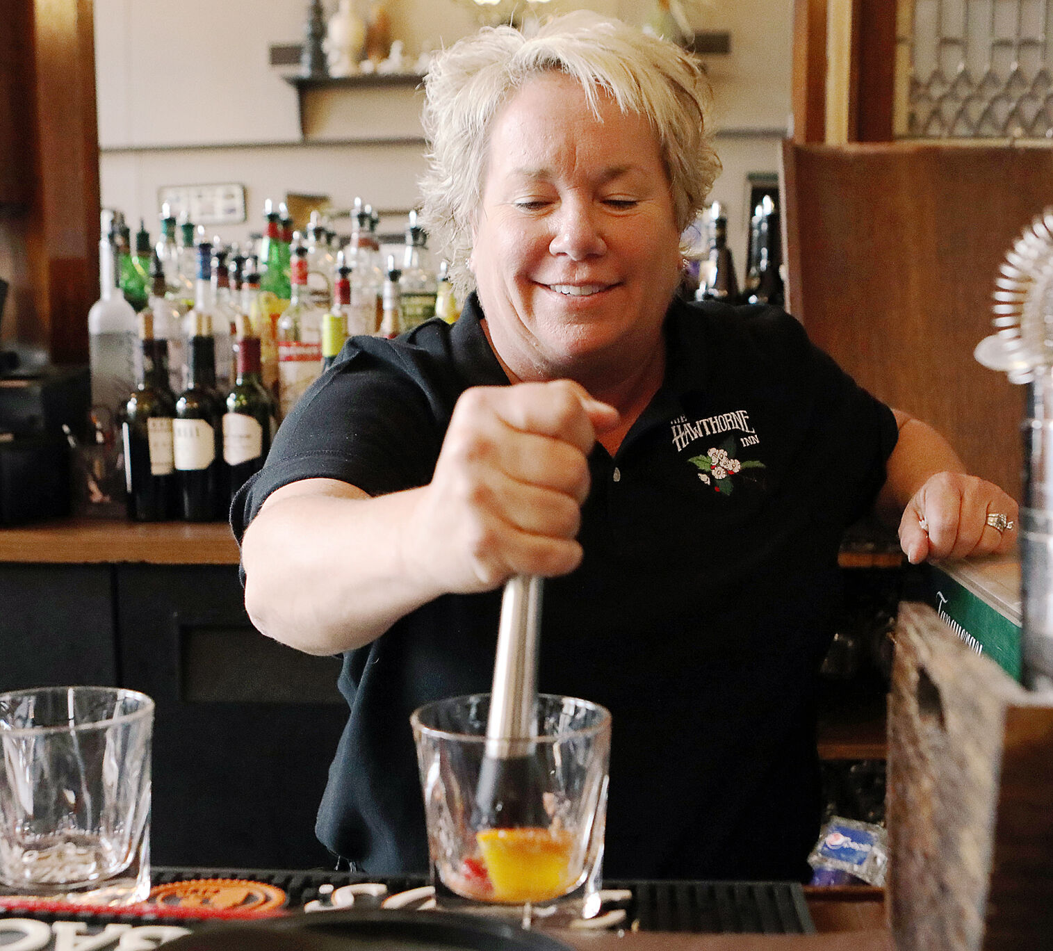 Jennifer Beatty makes a drink